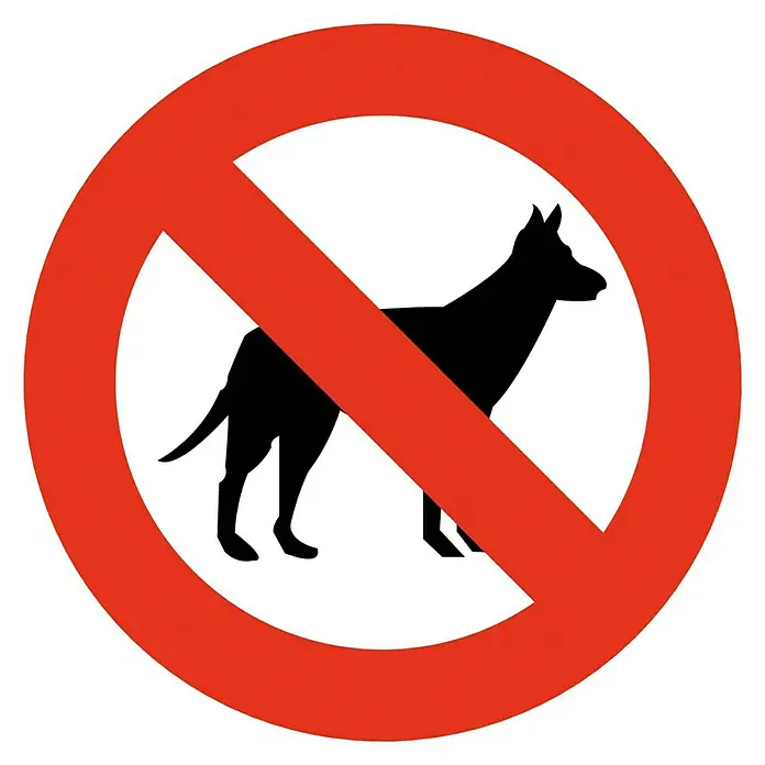 Cartel - Rojo/Blanco, Prohibido el paso a perros, 5 x 5 cm