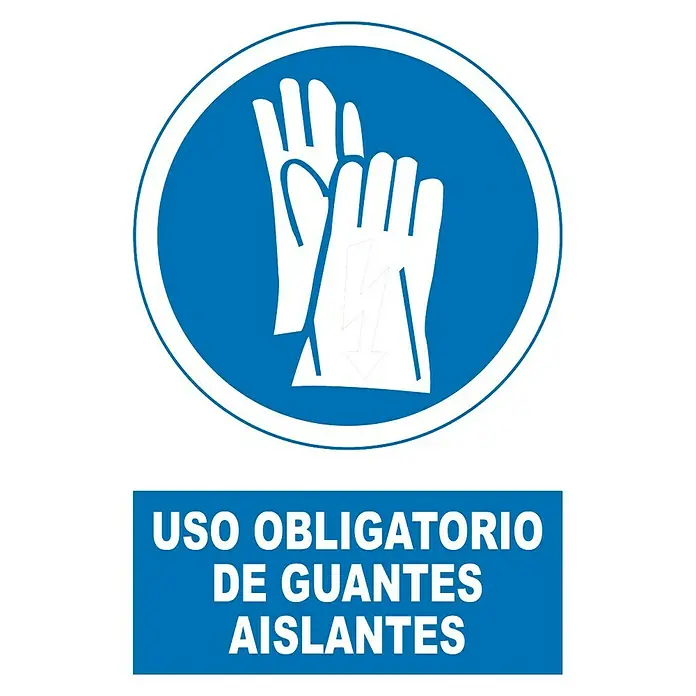 Cartel - Azul/Blanco, Uso obligatorio de guantes de seguridad, 23 x 34 cm