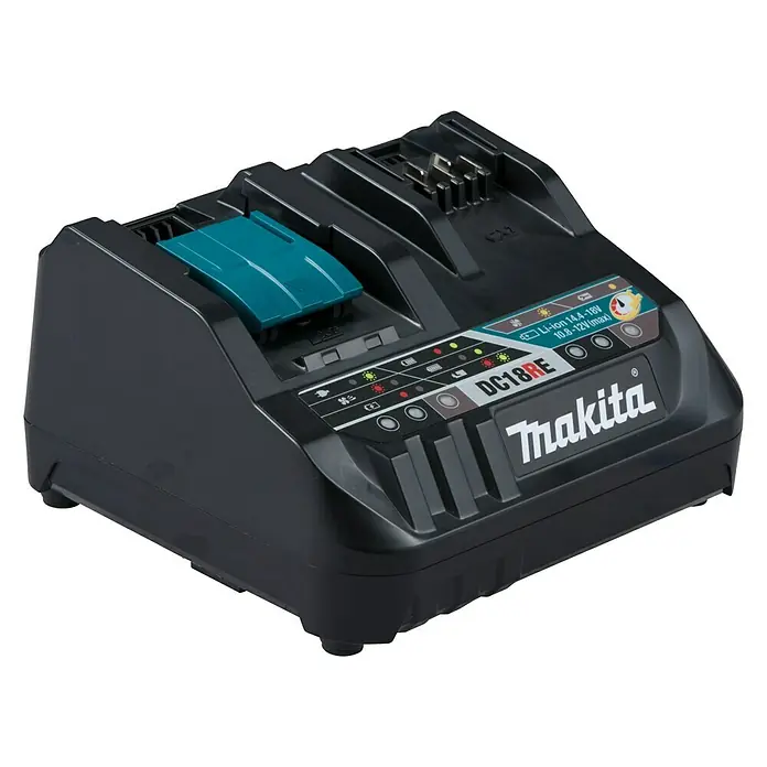 Makita Ladegerät DC18RE - Passend für: Makita Li-Ionen-Akkus 10,8 - 12 V/14,4 - 18 V - Vorderansicht
