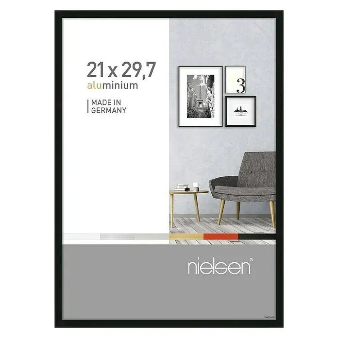 Nielsen Bilderrahmen Pixel - Schwarz, 21 x 29,7 cm, Aluminium - Vorderansicht