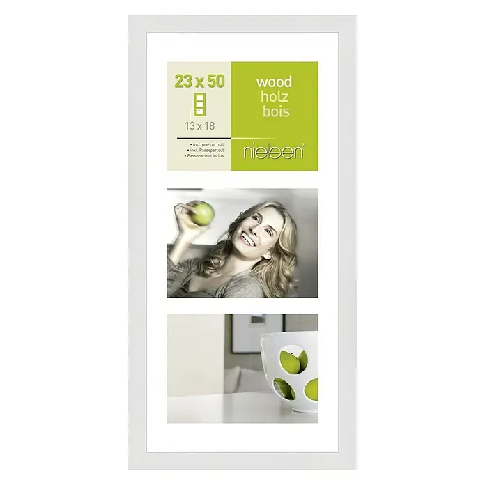 Nielsen Bilderrahmen Apollo - Weiß, 23 x 50 cm, Holz, 3 Fotoplatzhalter - Vorderansicht