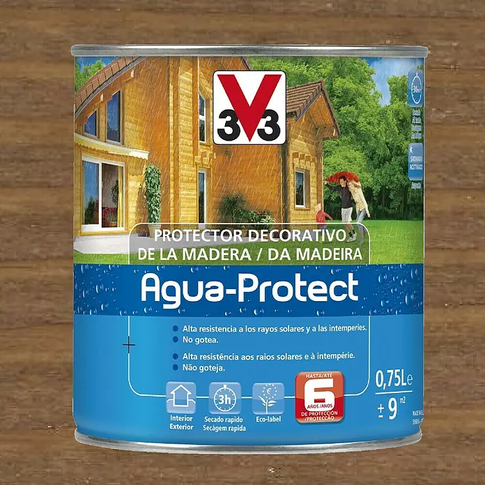 V33 Protección para madera Agua-Protect - Roble oscuro, 2,5 l