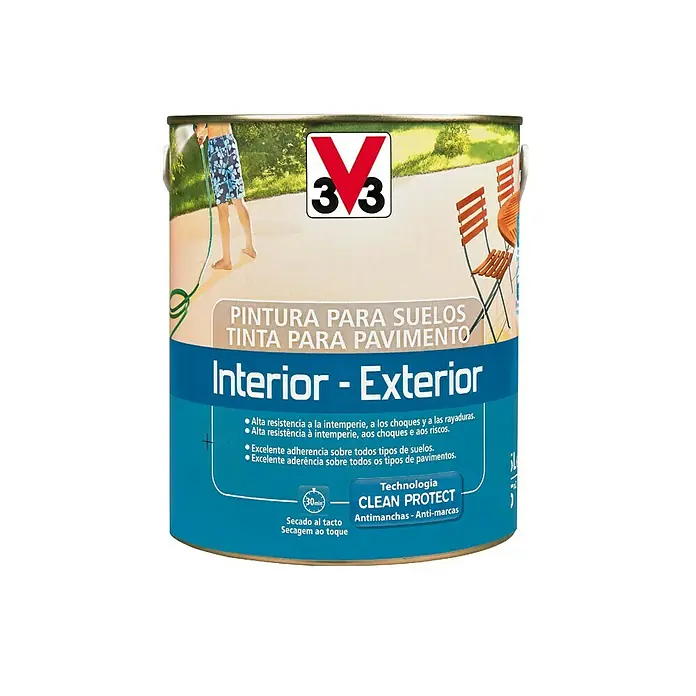 V33 Pintura para suelos Interior-Exterior - Blanco, 500 ml, Satinado