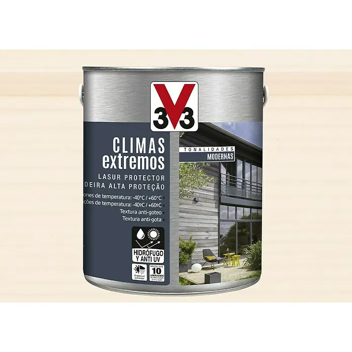V33 Protector para madera Climas extremos - Cedro, Blanco, 2,5 l