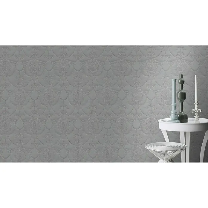 Rasch Trianon Vliestapete II - Dunkelgrau, Ornament, 10,05 x 0,53 m - Stimmungsaufnahme