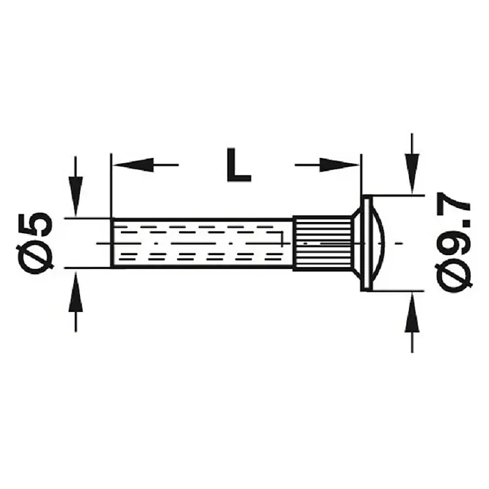 Häfele Draadhuls - Lengte: 35 mm, Passend bij: Houtdiktes 37 - 45 mm - Vooraanzicht