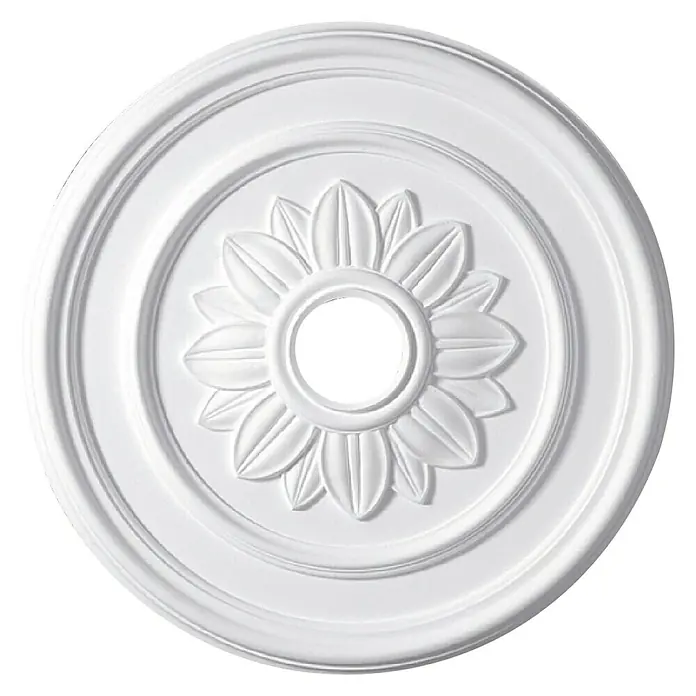 Rosette Flora - 52 cm, Expandiertes Polystyrol (EPS), Modern, Weiß - Vorderansicht