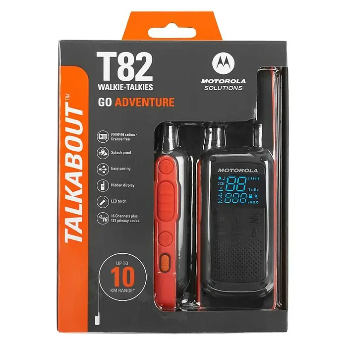 Motorola Solutions Walkie talkie Talkabout T82 - Prekrivanje: 10 km, Žuta-crna - Pogled sprijeda