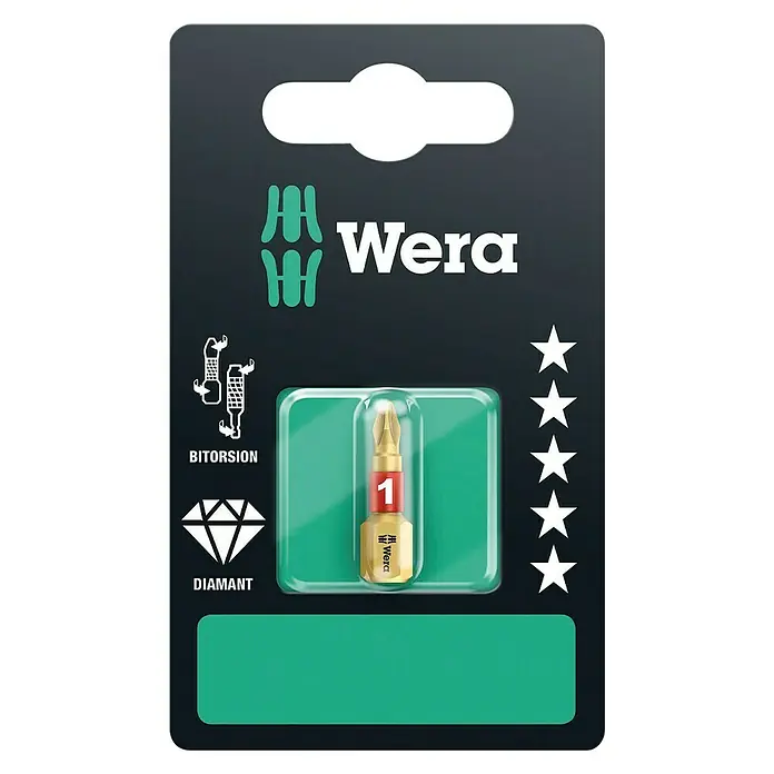 Wera Premium Plus Set dijamantnih bitova 851/1 BDC - PH 1, 25 mm - Pogled sprijeda