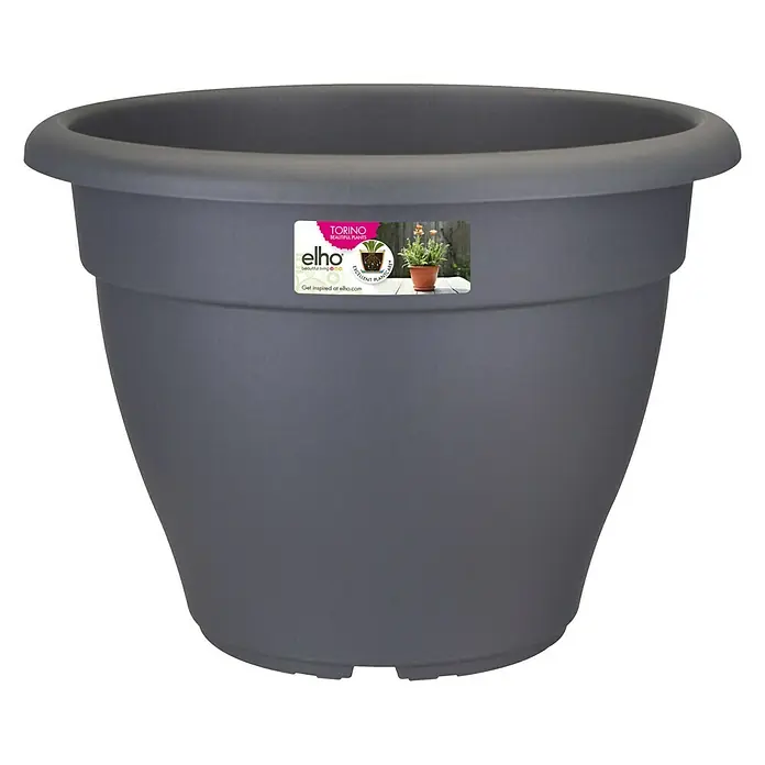 Elho Okrugla posuda za biljke Torino Campana - Vanjska dimenzija (ø x V): 48 x 35 cm, Plastika, Antracit