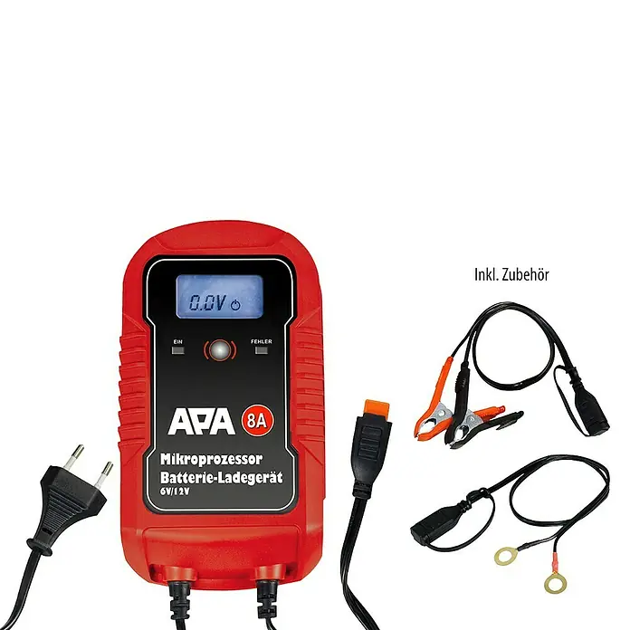 APA Batterie-Ladegerät Mikroprozessor 6/12V 8A - Ausgangsspannung: 6/12 V, Ladestrom: 8 A - Ansicht von oben