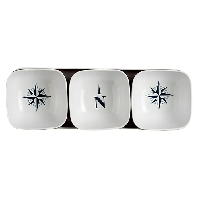 Marine Business Northwind Set de vajilla para aperitivo - 4 piezas, Plástico, Blanco, Azul, Cuadrado