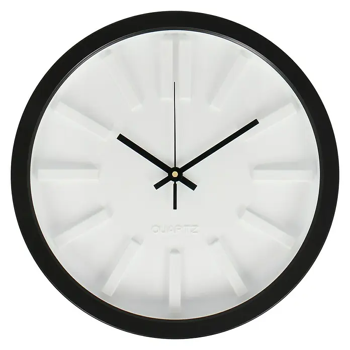 Wanduhr rund - Schwarz, Durchmesser: 33 cm - Vorderansicht