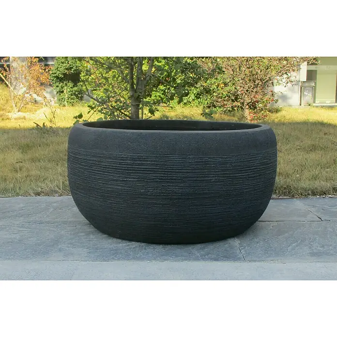 Pflanzschale rund Visby - Außenmaß (Ø x H): 29,5 x 13,5 cm, Verbundwerkstoff, Anthrazit