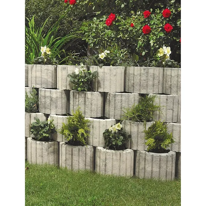 Pflanzstein Minipflanzring - Grau/Anthrazit, Ø x H: 30 x 20 cm, Beton