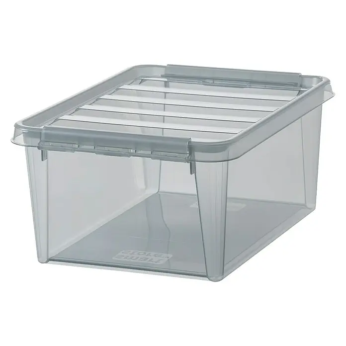 SmartStore Aufbewahrungsbox - L x B x H: 40 x 30 x 18 cm, Kunststoff, Grau - Linke Seitenansicht