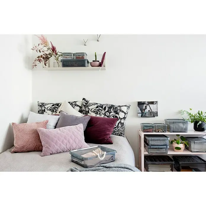 SmartStore Aufbewahrungsbox - L x B x H: 40 x 30 x 18 cm, Kunststoff, Grau - Vorderansicht