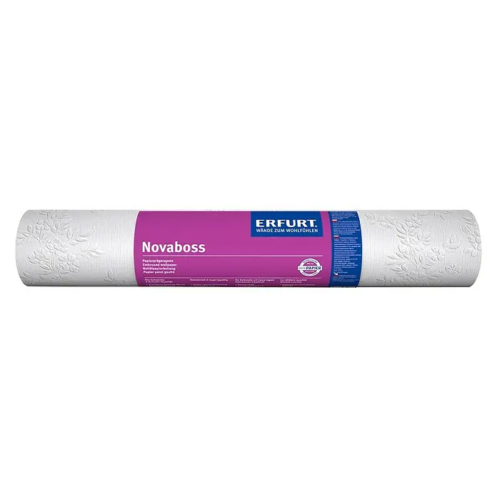 Erfurt Papiertapete Novaboss 341 - Weiß, Floral, 10,05 x 0,53 m - Vorderansicht