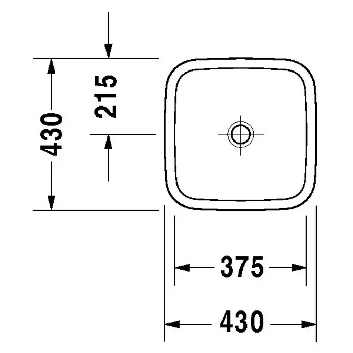 Duravit DuraStyle Aufsatzwaschbecken - 43 x 43 cm, Mit schmutzabweisender Glasur, Hahnloch: Ohne, Ohne Überlauf, Weiß