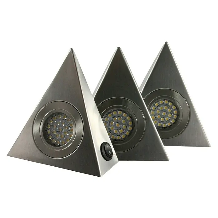 Ritter Leuchten LED-Unterbauleuchten-Set Triangle - 3 x 1,8 W, Silber, Warmweiß - Vorderansicht