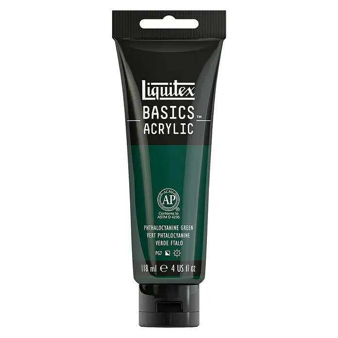 Liquitex Basics Acrylfarbe - Farbe: Phythalozyaningrün, 118 ml, Tube - Vorderansicht