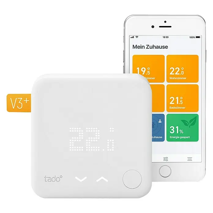 Tado Smartes Thermostat-Set V3+ (Verkabelt) - Internet Bridge, Smarte Steuerung: Tado App
