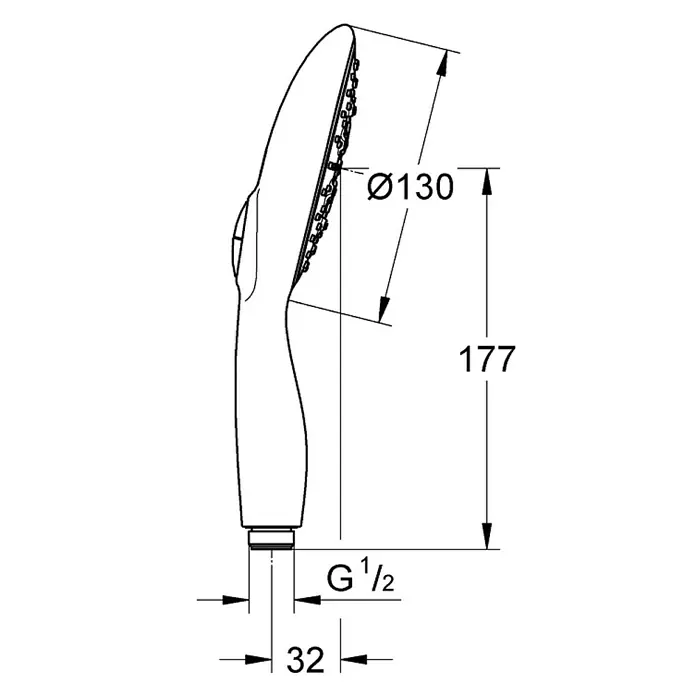 Grohe Handbrause Power & Soul 130 - Anzahl Funktionen: 4 Stk., 9,5 l/min bei 3 bar, Chrom - Vorderansicht
