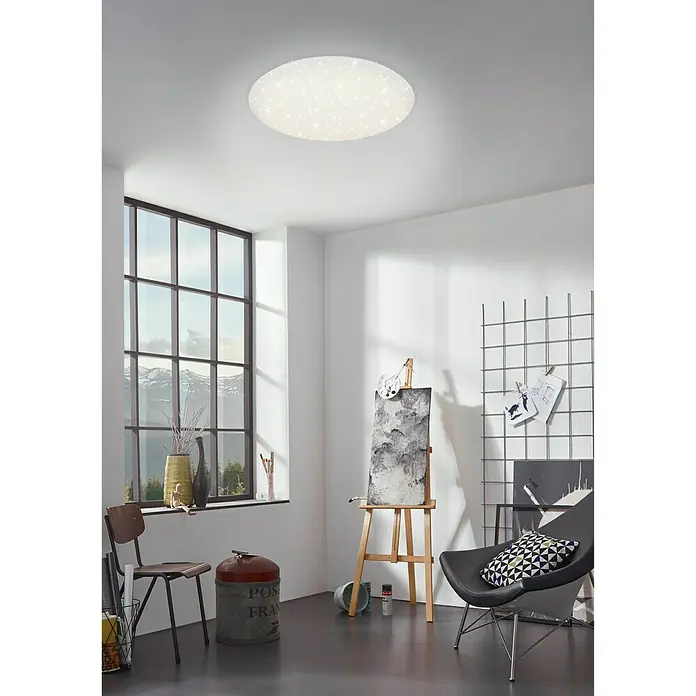 Briloner Plafón LED redondo cielo estrellado - 12 W, Ø x Al: 28 x 9,5 cm, Blanco neutro