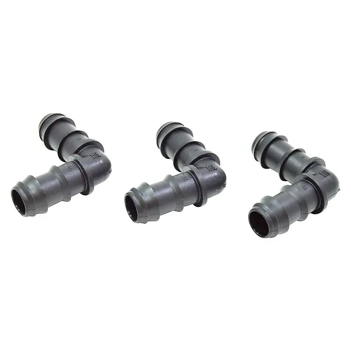 Codo goteo - Diámetro: 16 mm, 3 ud., Plástico