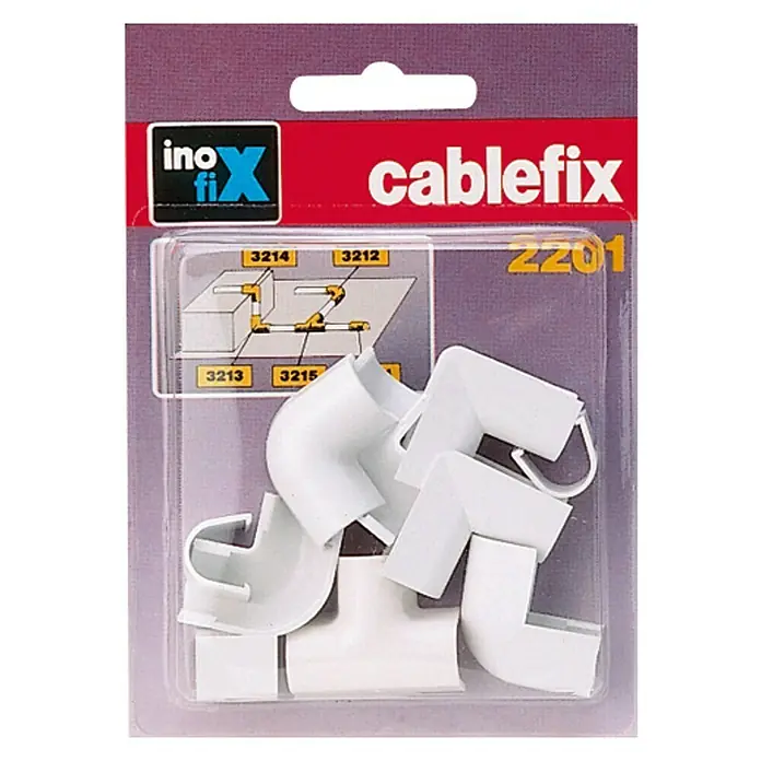 Inofix Cablefix Kit de accesorios para canaleta 2201 - Blanco, An x Al: 0,8 x 0,7 cm, 10 ud.