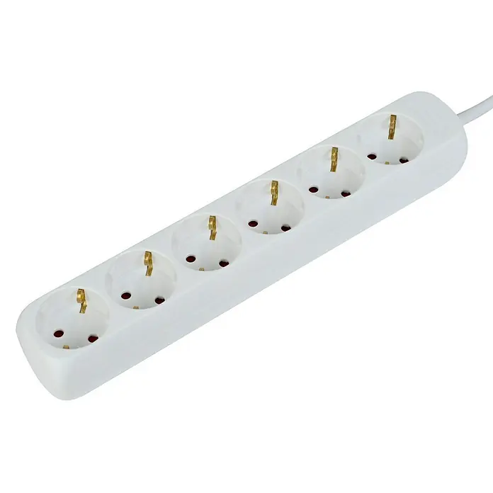 UniTEC Steckdosenleiste - Anzahl Steckdosen Schuko: 6 Stk., Weiß, Max. Anschlussleistung: 3.500 W