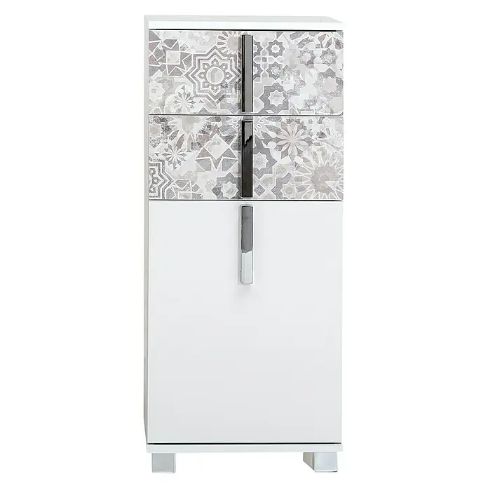Schildmeyer Luca Unterschrank - 40 x 32 x 95 cm, Weiß/Mexicograu - Vorderansicht