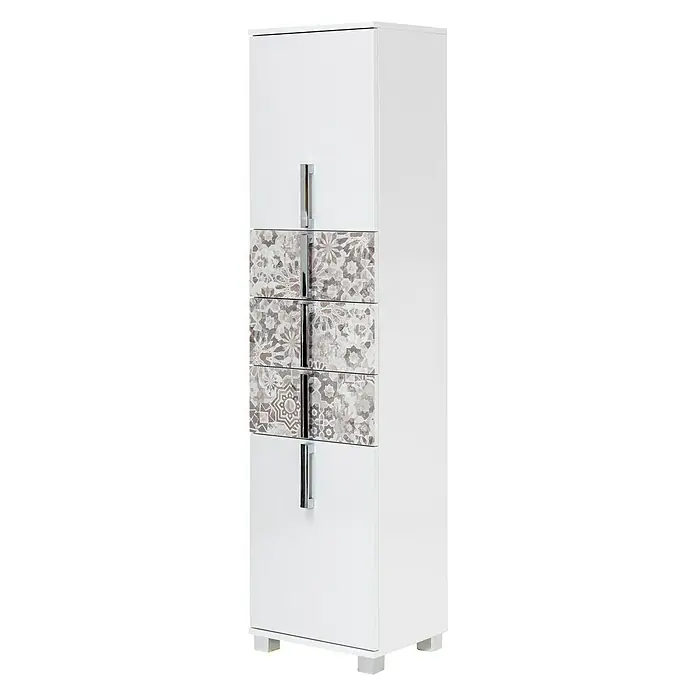 Schildmeyer Luca Hochschrank - 40 x 32 x 164 cm, Weiß/Mexicograu