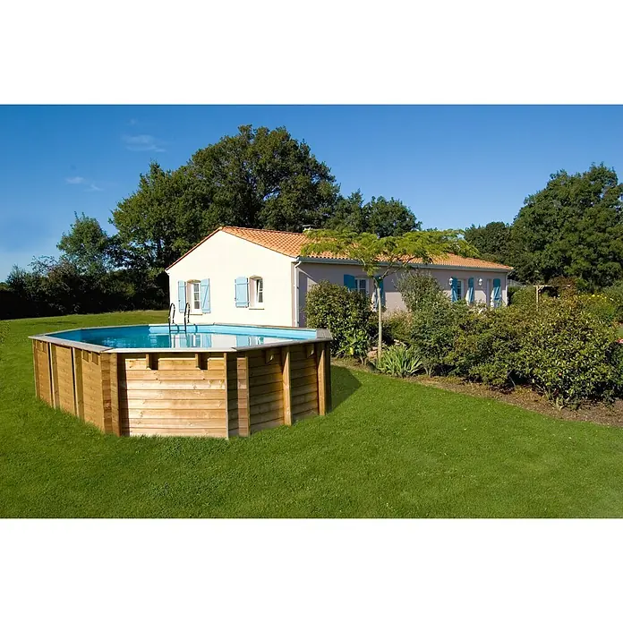 Gre Piscina de madera Vermela - 672 x 472 x 146 cm, Capacidad: 24,1 m³, Marrón claro