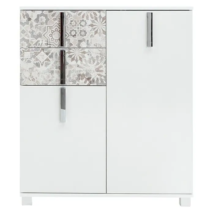 Schildmeyer Luca Unterschrank - 81 x 32 x 95 cm, Weiß/Mexicograu - Vorderansicht