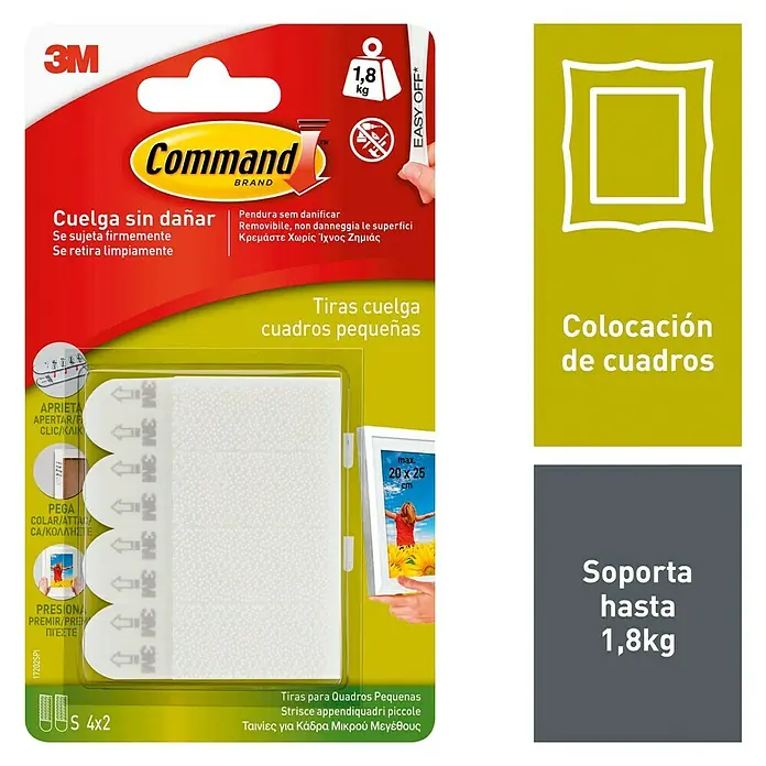 3M Command Tira autoadhesiva 17202 - 8 ud., Blanco