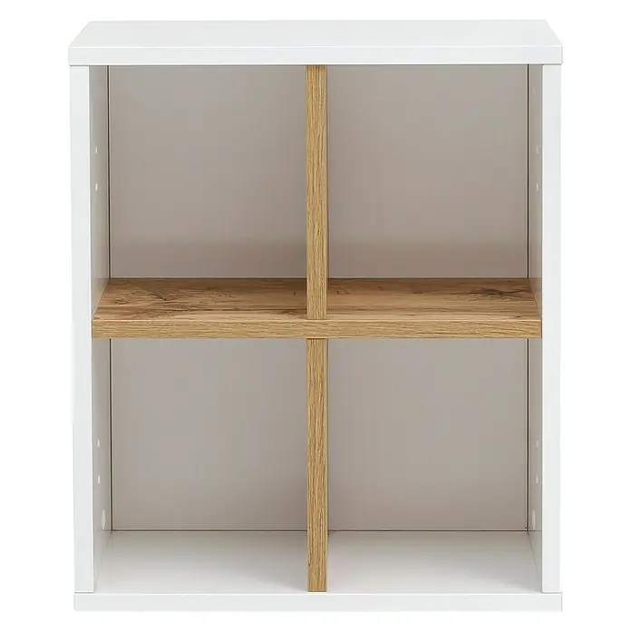 Schildmeyer Padua Wandregal - 41 x 21 x 48 cm, Weiß/Eiche - Vorderansicht