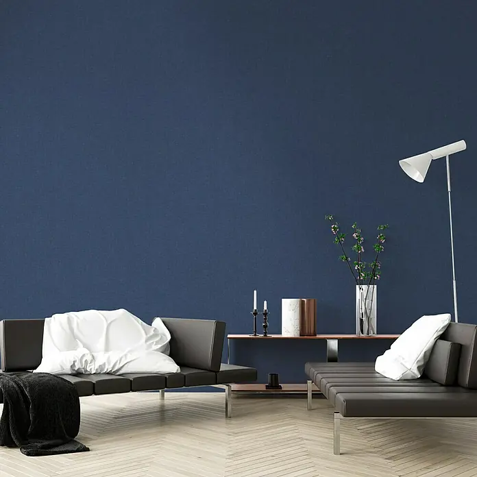 AS Creation New Walls Vliestapete Textil - Blau, Uni, 10,05 x 0,53 m - Stimmungsaufnahme