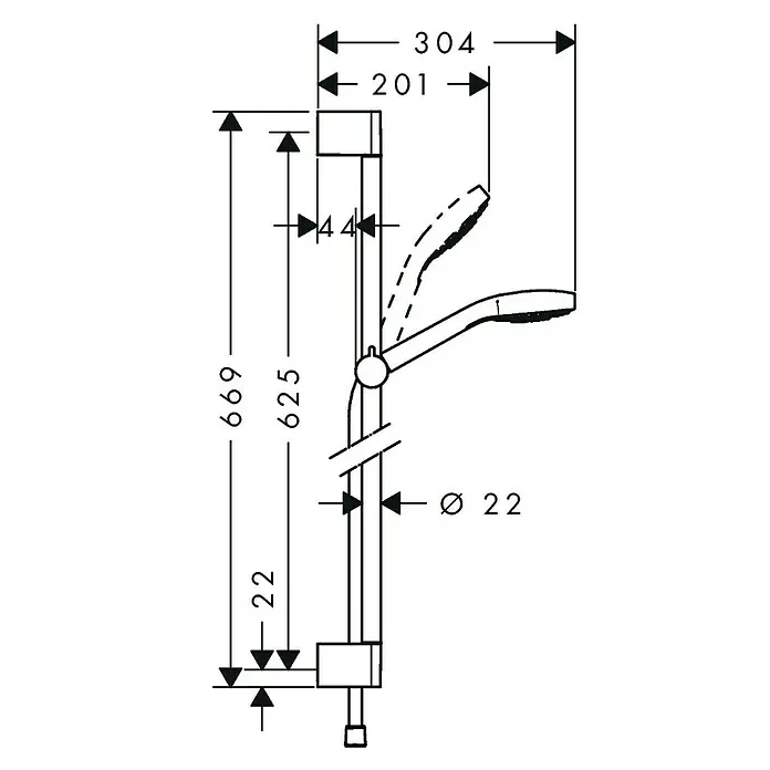 Hansgrohe Tuš garnitura Croma Select S Vario - Razmak provrta: 62,5 cm, Krom-bijela