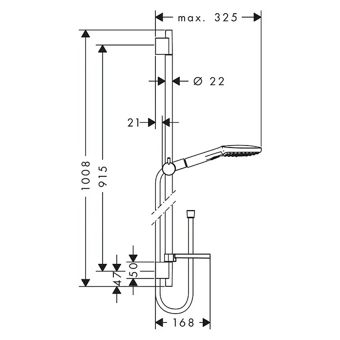 Hansgrohe Doucheset met handdouche Raindance Select E 120 - Gatafstand: 91,5 cm, Chroom