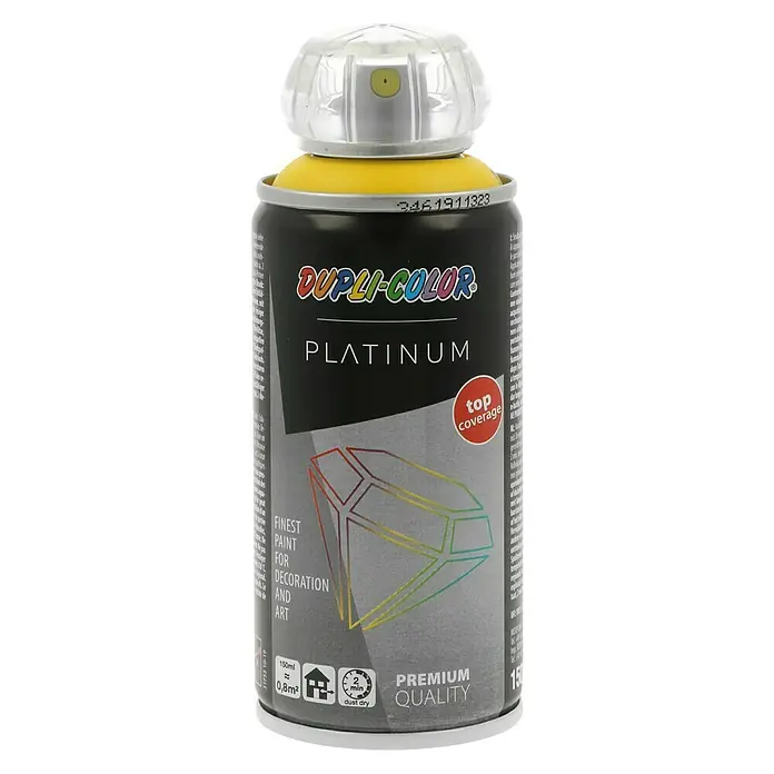 Dupli-Color Platinum Buntlack-Spray platinum RAL 1023 - Verkehrsgelb, 150 ml, Seidenmatt - Vorderansicht
