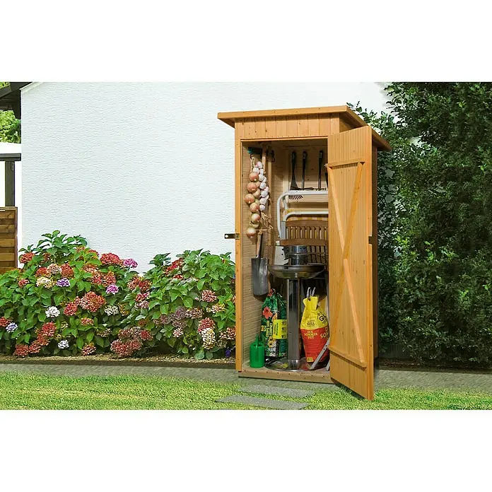 Weka Geräteschrank 361 - Außenbreite inkl. Dachüberstand: 100 cm, Außentiefe inkl. Dachüberstand: 105 cm, Holz, Natur