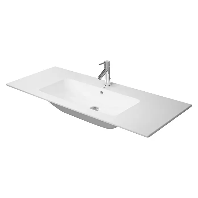 Duravit ME by Starck Waschtisch Typ 1 - 123 x 49 cm, Ohne Spezialglasur, Hahnloch: Ohne, Mit Überlauf, Weiß - Vorderansicht
