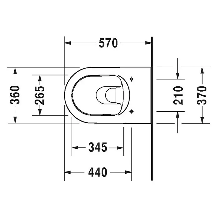 Duravit ME by Starck Wand-WC Typ 2 - Mit Spülrand, Ohne Spezialglasur, Spülform: Tief, WC Abgang: Waagerecht, Weiß