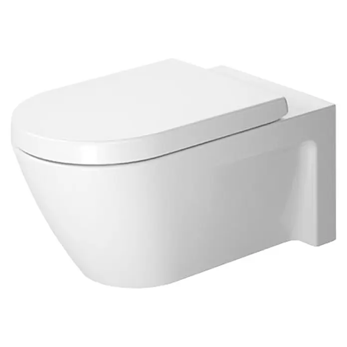 Duravit Starck 2 Wand-WC Typ 2 - Mit Spülrand, Mit schmutzabweisender Glasur, Spülform: Tief, WC Abgang: Waagerecht, Weiß - Vorderansicht