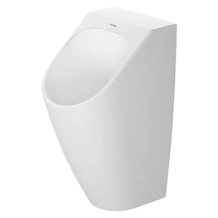 Duravit ME by Starck Urinal - Geeignet für: Montage ohne Deckel, Unbeschichtet, Zulauf: Hinten, Wasserlos, Farbe: Weiß, Ohne Zielobjekt - Vorderansicht