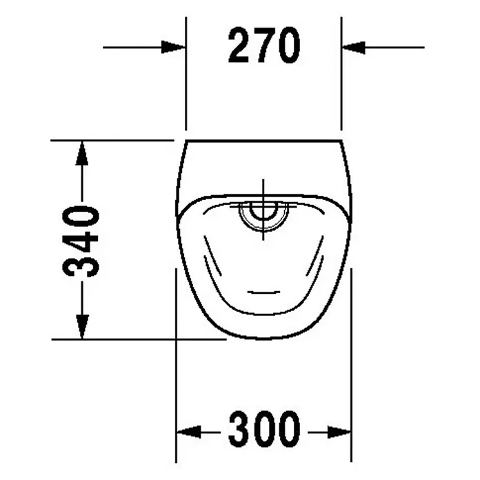 Duravit DuraStyle Urinal - Ohne Spülrand, Unbeschichtet, Wasserlos, Farbe: Weiß, Mit Zielobjekt - Skizze