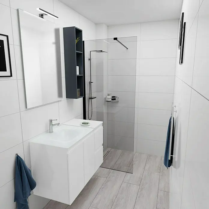Camargue Espacio Badmöbel-Set H23 - 90 cm, Gama weiß glänzend - Stimmungsaufnahme