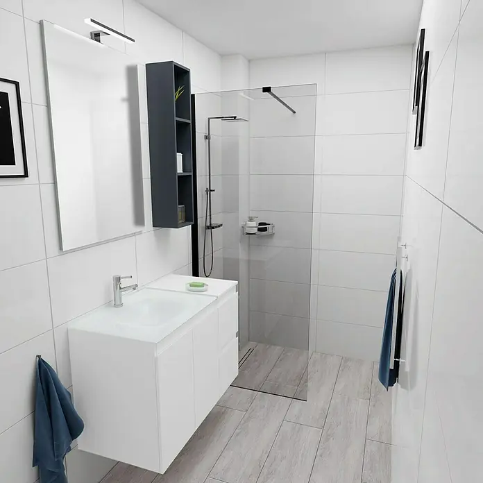 Camargue Espacio Kupaonski ormarić za nasadni umivaonik - 60 x 46 x 60 cm, 2 vrata, Gama bijela mat - Živopisni prikaz