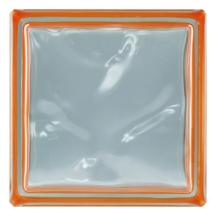 Fuchs Design Bloque de vidrio Reflex - Naranja, Nube, 19 x 19 x 8 cm - Vista frontal
